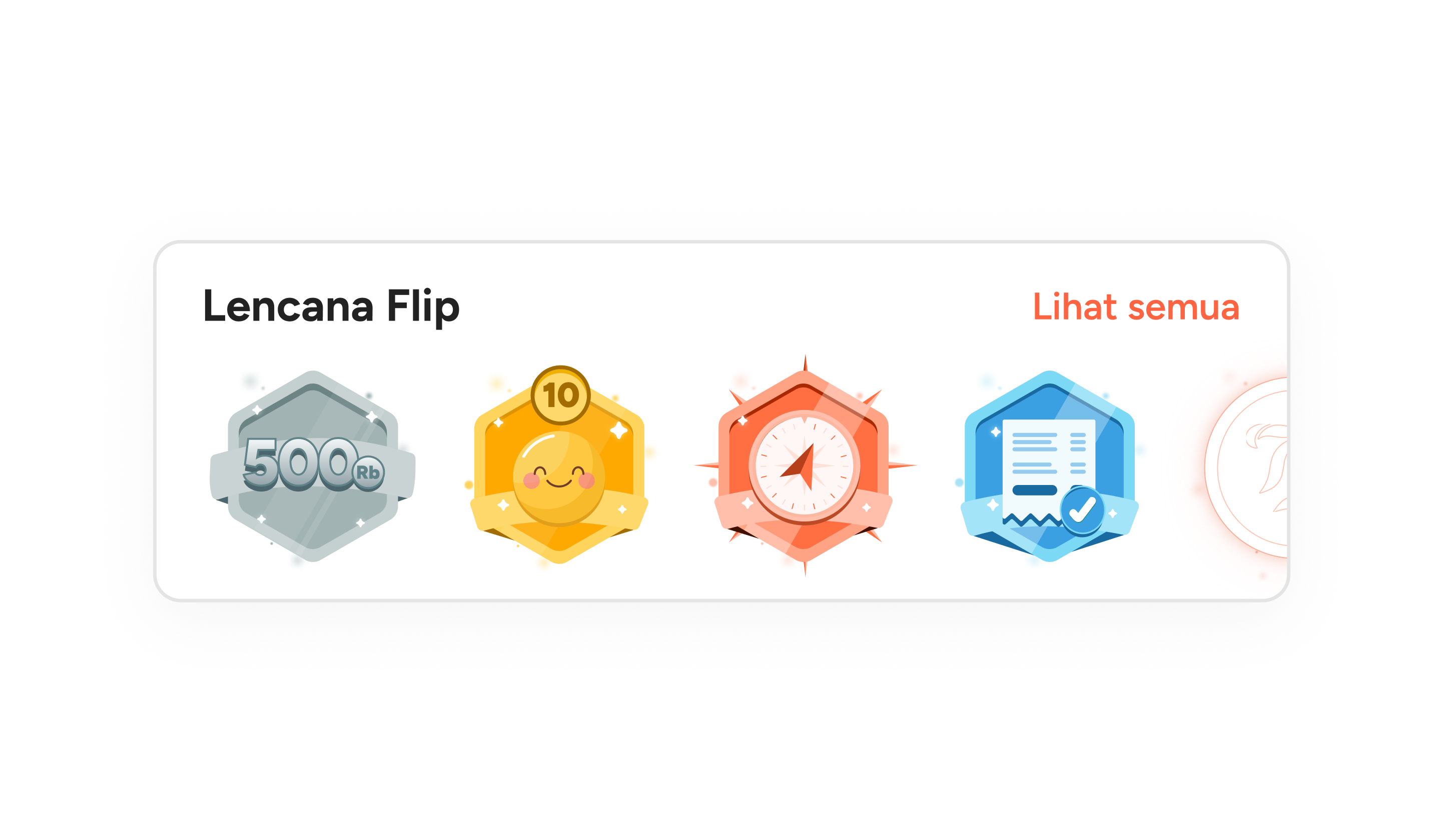 The Lencana Flip badge strip in a user profile.
