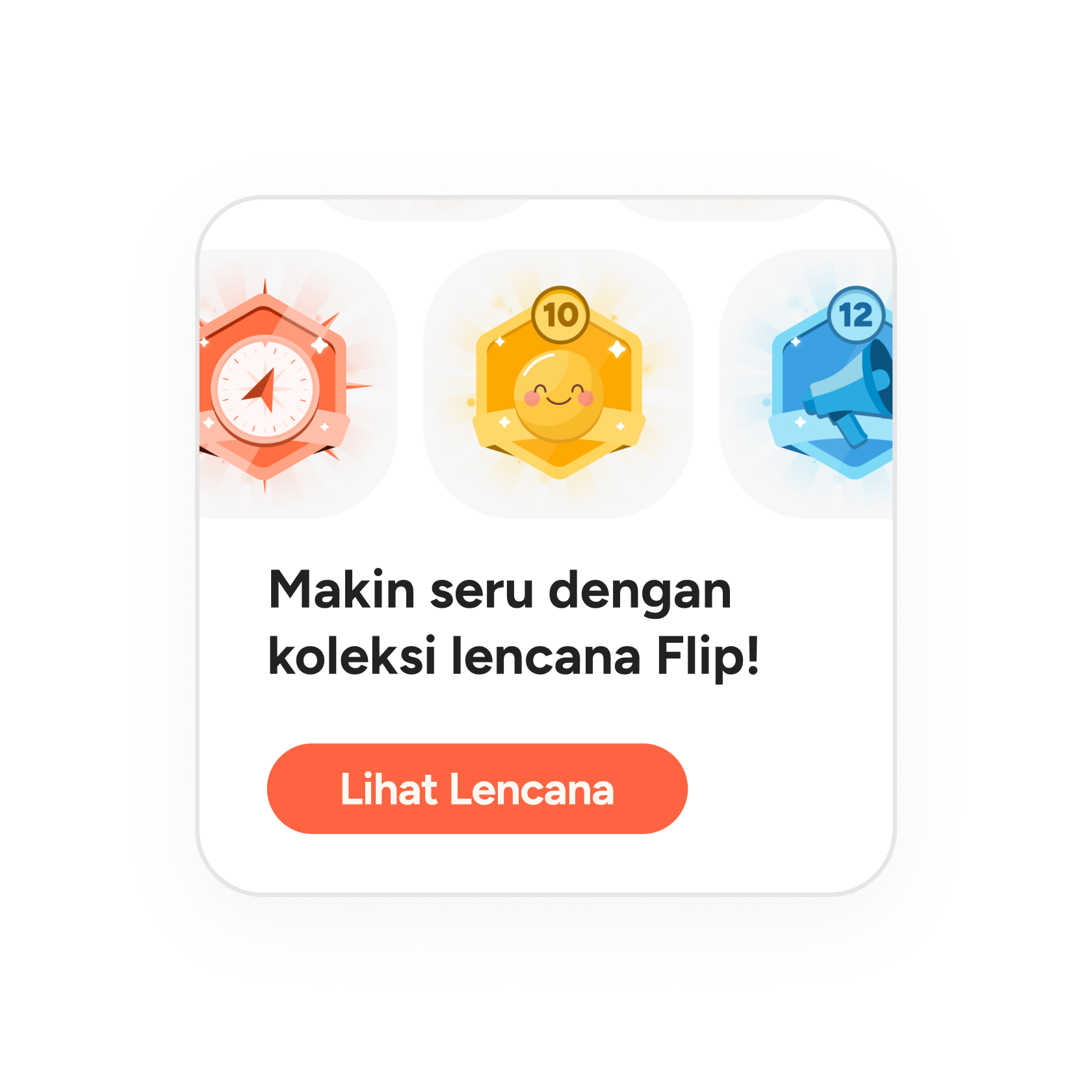 The home card invites users to view their badge collection.
